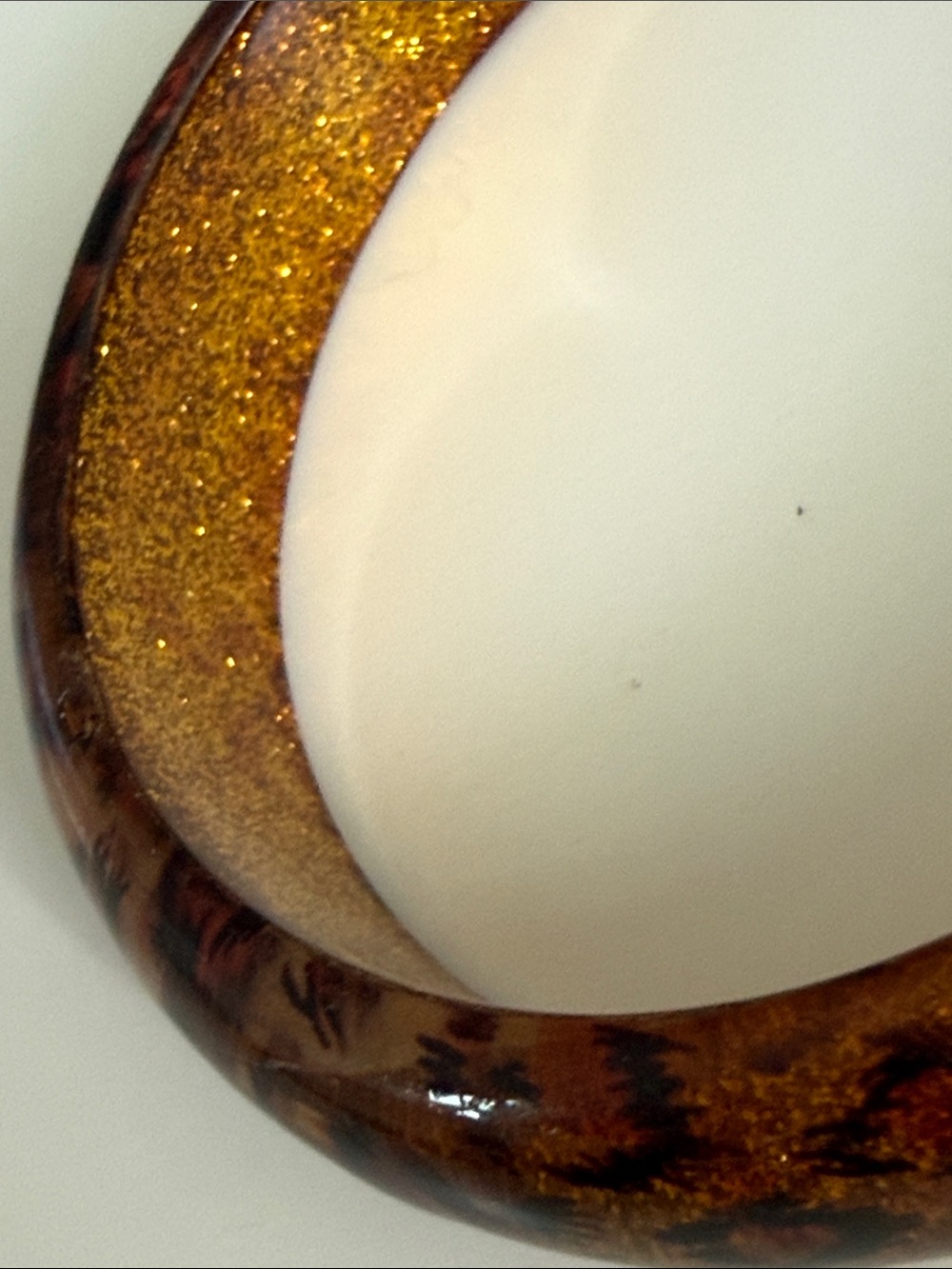 Vintage lucite acrylic bangle bracelet Brown Gold leopard print & glitter 80’s - Picture 5 of 16